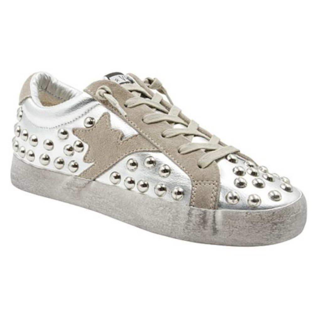 Vintage Havana Silver and Tan Studded Sneakers